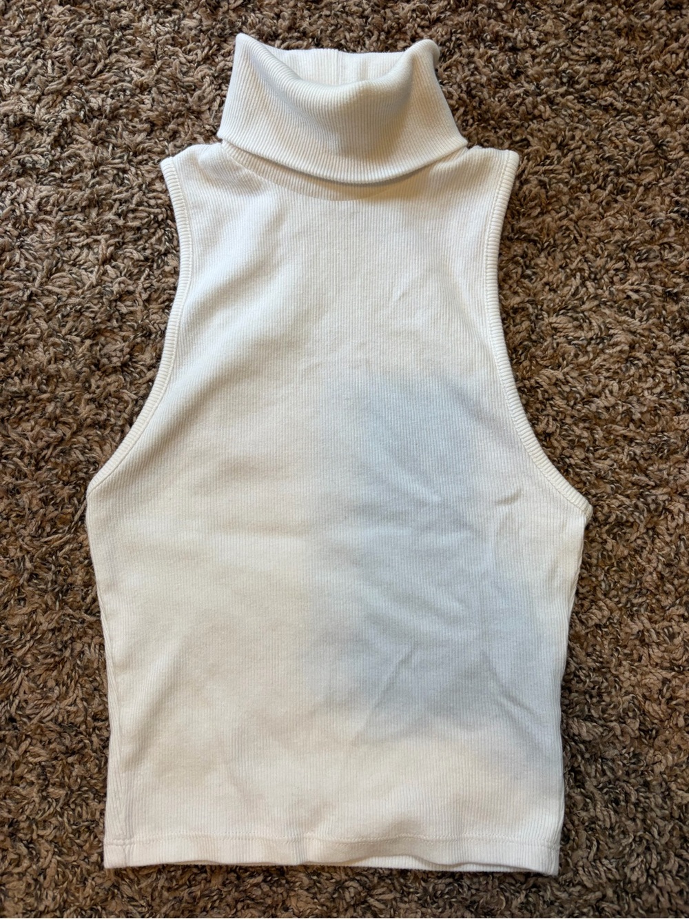 Zara Sleeveless Turtleneck Crop Top - White